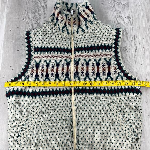 Vintage Junior Exchange Reversible Winter Knit Warm Full Zip Outdoors Ski Vest - Picture 14 of 15